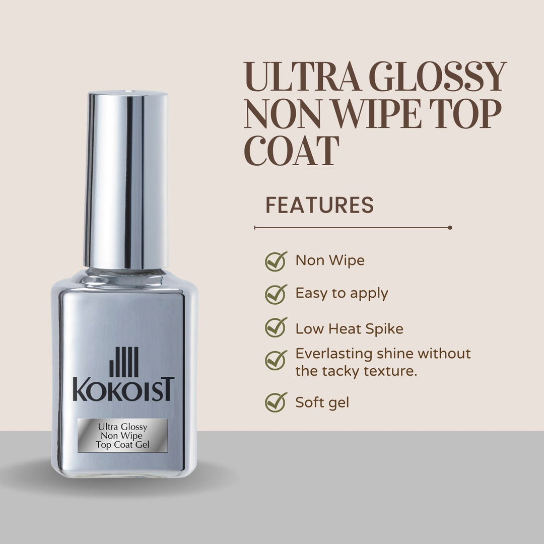 Ultra Glossy Non Wipe Top Coat Gel 15ml